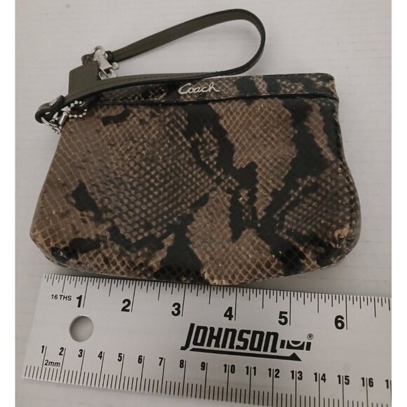 Coach Leather Snakeskin Design Wristlet Logo Bag Purse - Picture 4 of 12